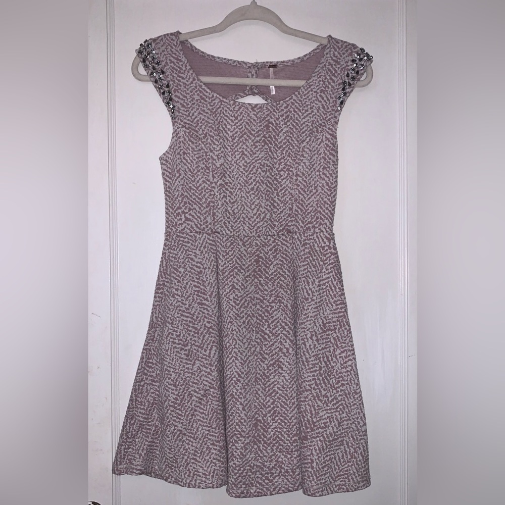 ✨NWT Free People Knit Fit & Flare Taupe Embellished Dress